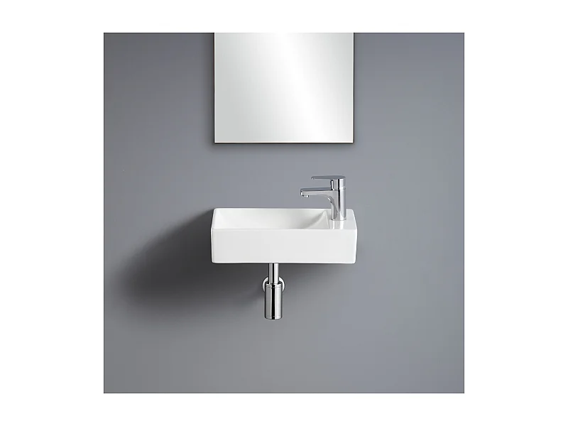 Lavabo suspendido XAVY L.40 x H.10 x P.23 cm rectangular blanco cerámica