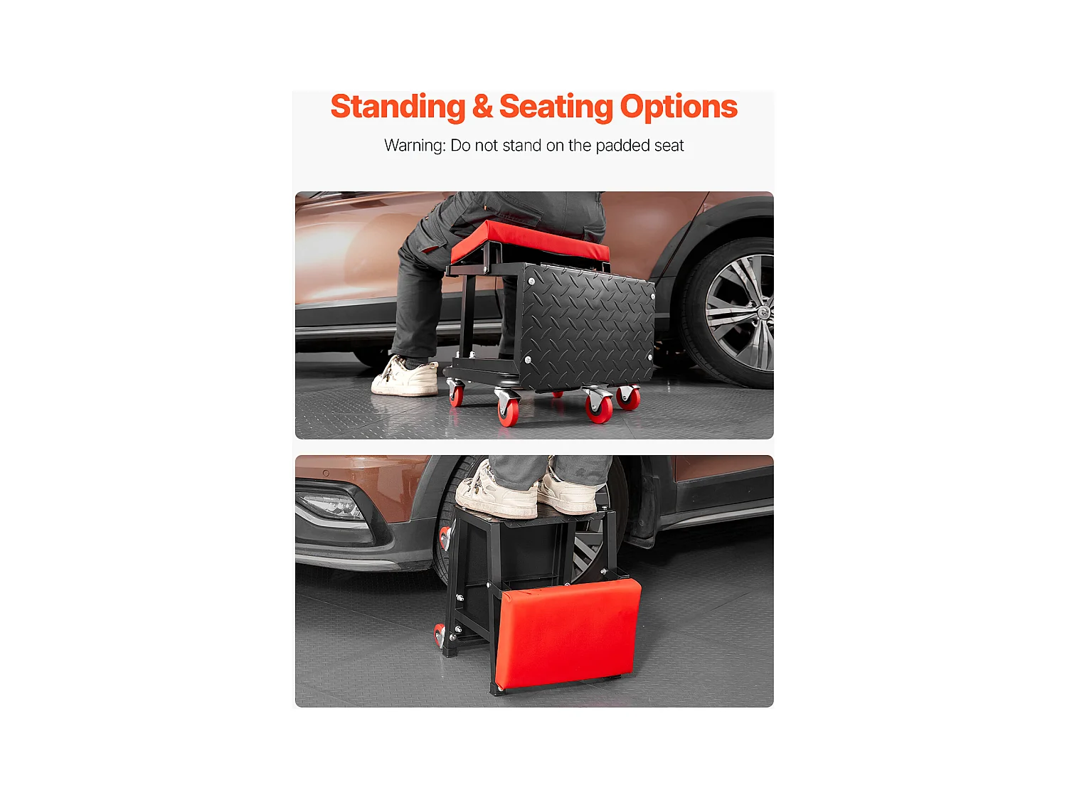 Tabouret d'Atelier SucceBuy, Mécanicien avec Roulettes Siège Escabeau Charge 136 kg