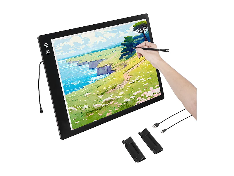 LED-Leuchtpaneel Wiederaufladbar SucceBuy A2 mit Variabler Helligkeit in 6 Stufen, Schwarz