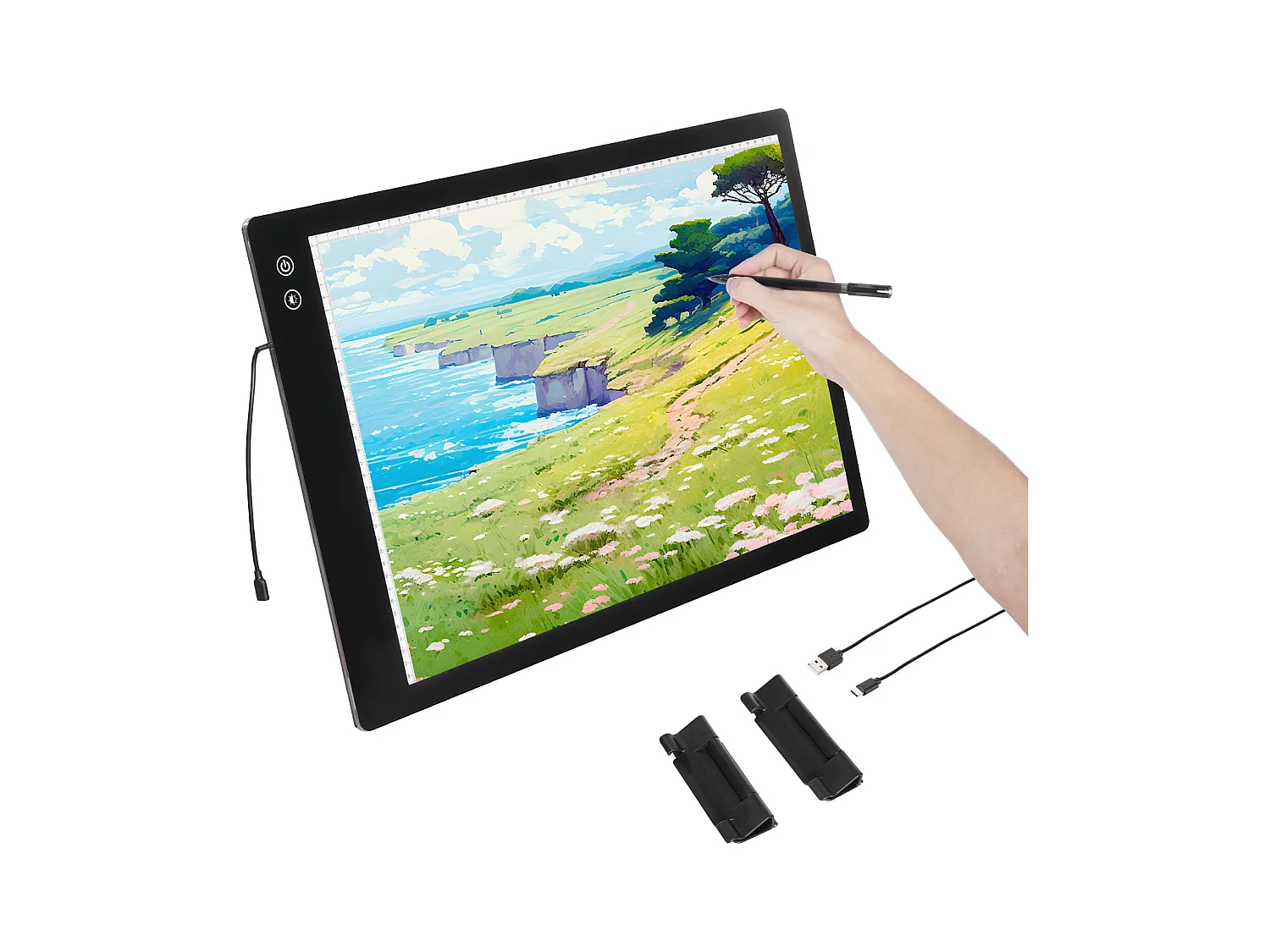 Panneau Lumineux LED Rechargeable SucceBuy A2 à Intensité Variable à 6 Niveaux, Noir