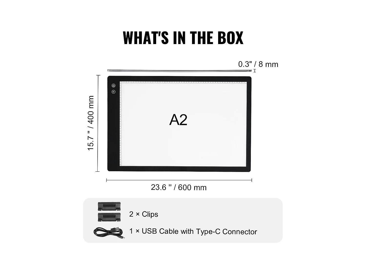 Panneau Lumineux LED Rechargeable SucceBuy A2 à Intensité Variable à 6 Niveaux, Noir