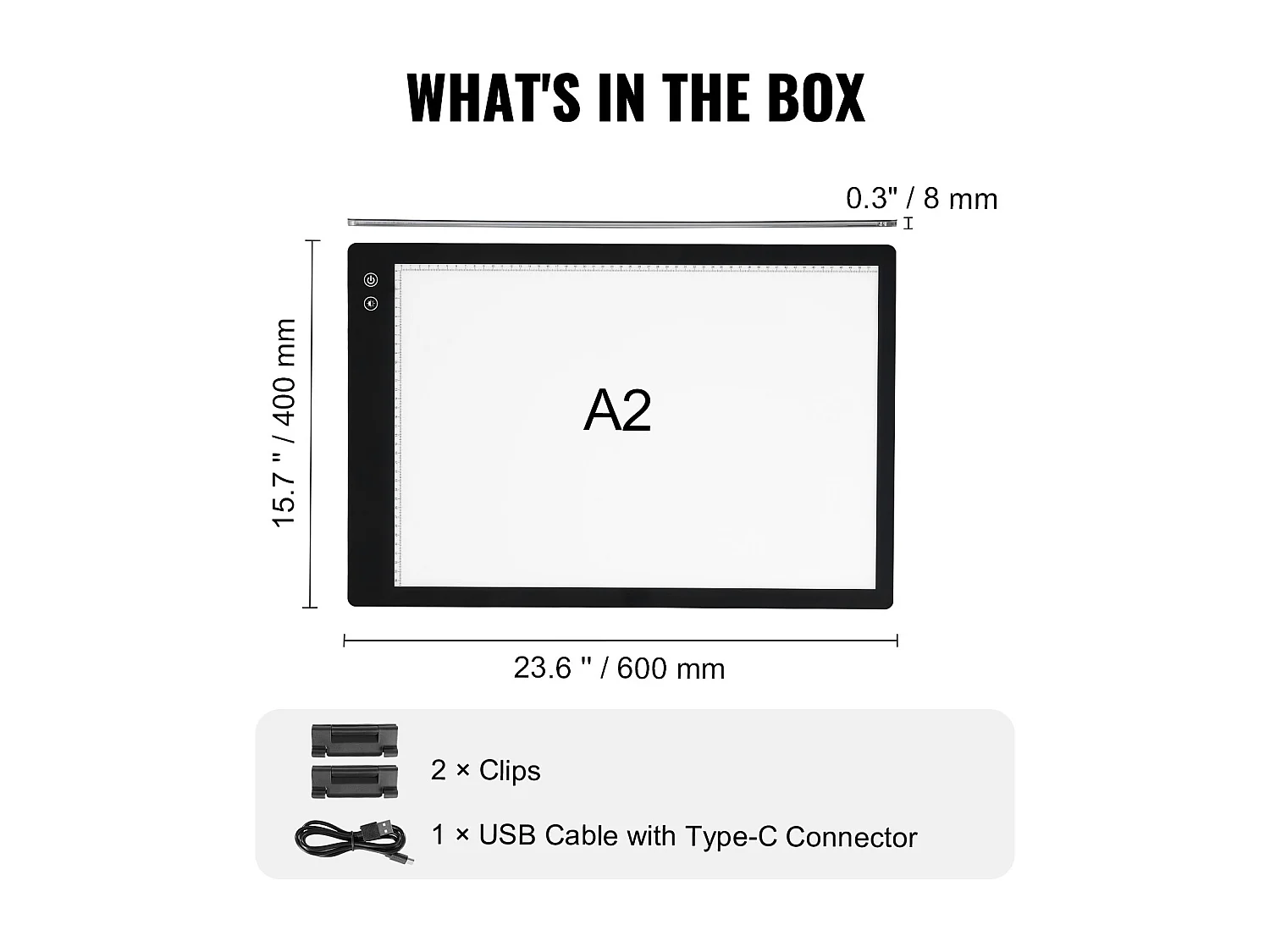 Panneau Lumineux LED Rechargeable SucceBuy A2 à Intensité Variable à 6 Niveaux, Noir