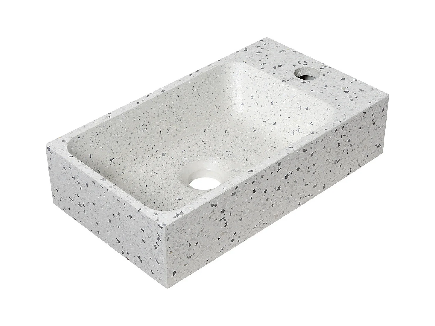 ZOLI Terrazzo rechteckiges graues Wandwaschbecken – B.40 x H.10 x T.23 cm