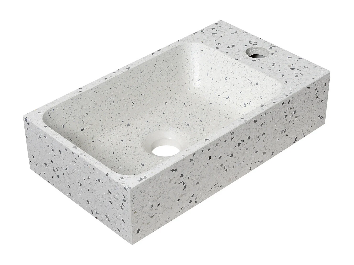 Lavatório suspenso ZOLI Terrazzo retangular cinza – L.40 x A.10 x P.23 cm