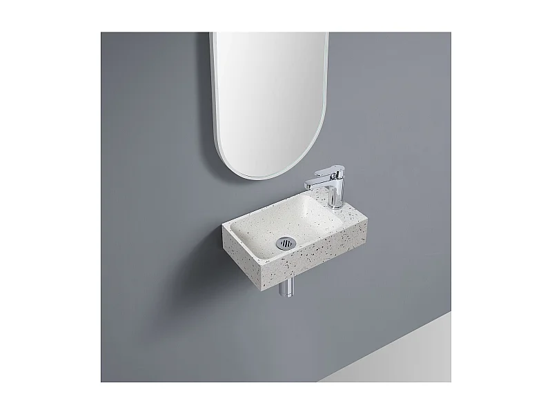 Lavatório suspenso ZOLI Terrazzo retangular cinza – L.40 x A.10 x P.23 cm