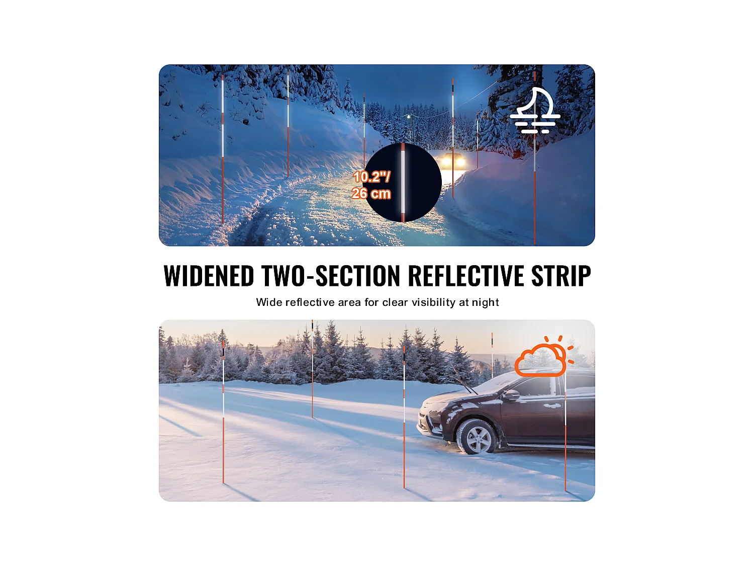 Marqueurs d'Allée SucceBuy Lot de 100 de 122cm avec Piquets en Fibre de Verre Orange de 0.8cm