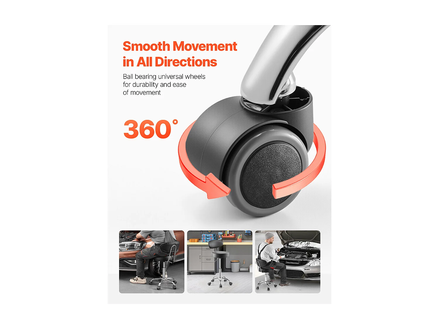 Werkstattstuhl SucceBuy, auf Rollen Höhenverstellbar Last 136 kg mit Rückenlehne, per Garage, su Strada, a Casa