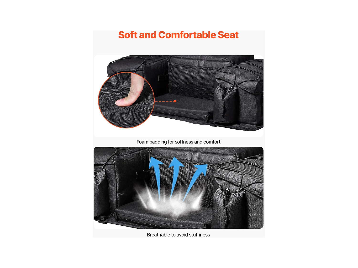 Sac de Rangement Arrière SucceBuy Sac de Rangement Arrière 50 L pour VTT en Tissu Oxford 600D Avec Rembourrage