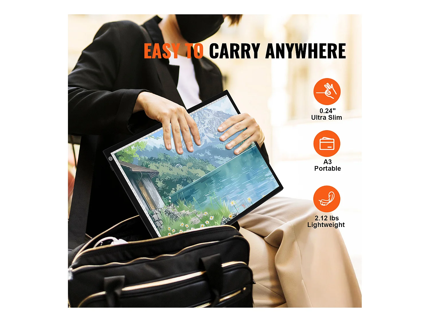 Panneau Lumineux LED SucceBuy A3, Alimenté par USB, Intensité Variable sur 3 Niveaux pour le Traçage