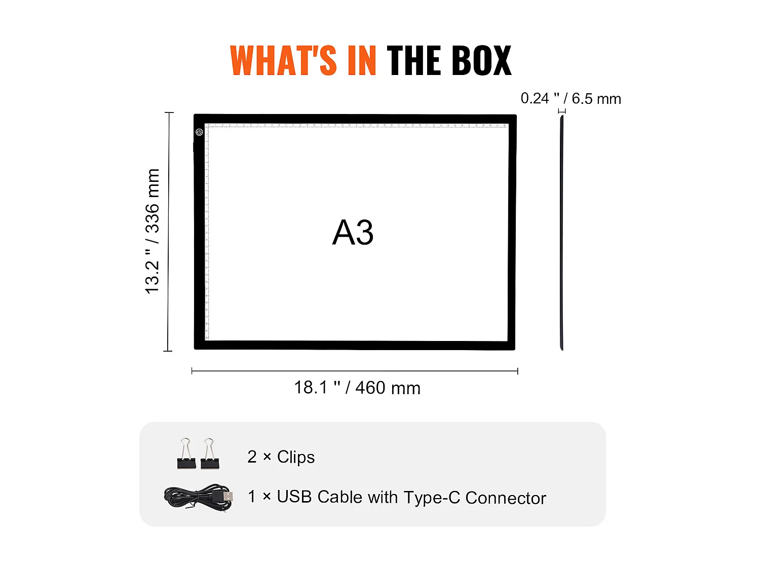 LED-Leuchtpaneel SucceBuy A3, USB-Betrieben, Variable Helligkeit in 3 Stufen für Pausen