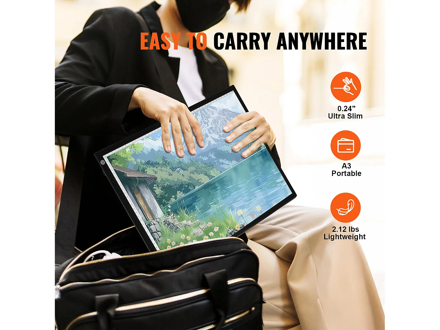 LED-Leuchtpaneel SucceBuy A3, USB-Betrieben, Variable Helligkeit in 3 Stufen für Pausen