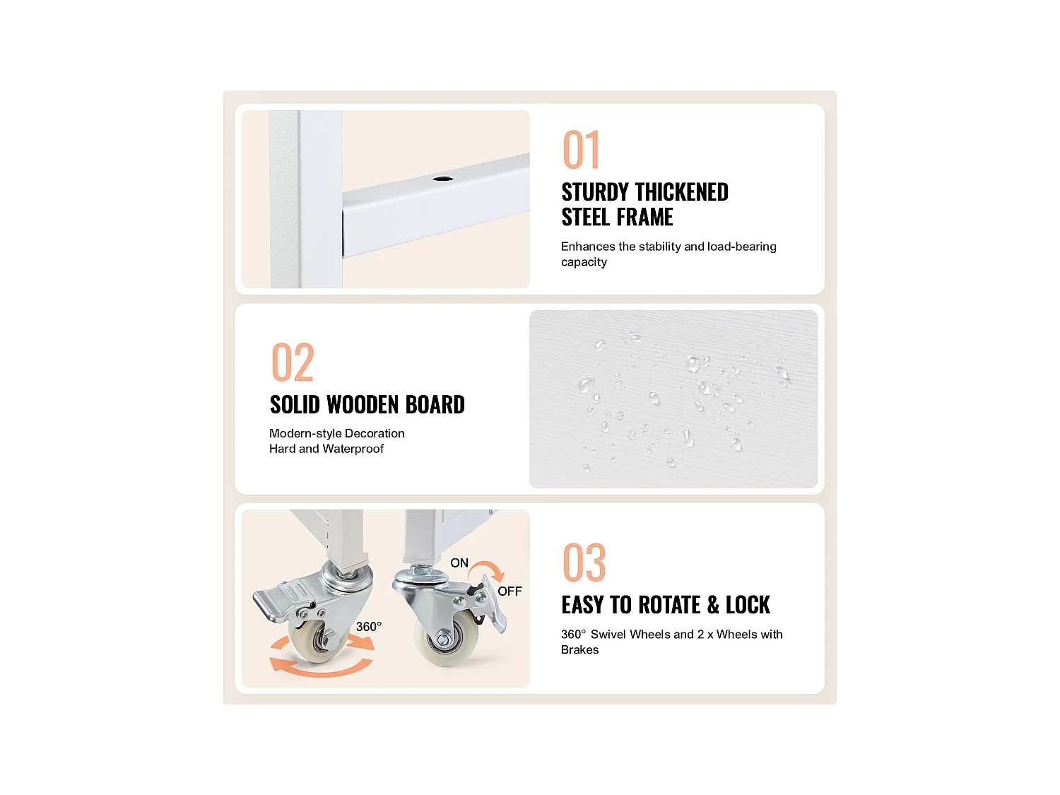 Table de Presse à Chaud SucceBuy Table de Presse à Chaud à 3 Niveaux, Mobile et Pliable, Avec Roulettes, Blanche