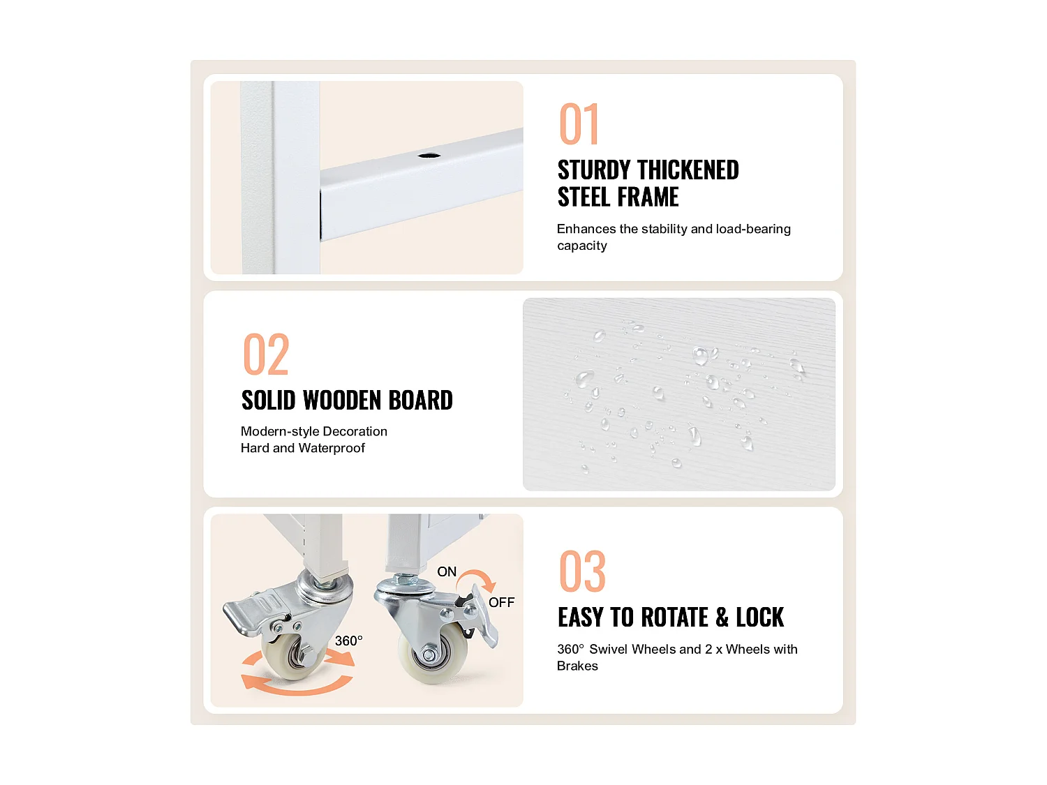 Table de Presse à Chaud SucceBuy Table de Presse à Chaud à 3 Niveaux, Mobile et Pliable, Avec Roulettes, Blanche