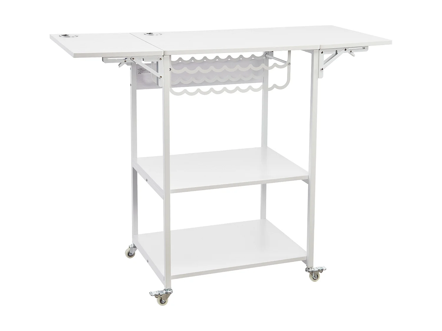 Table de Presse à Chaud SucceBuy Table de Presse à Chaud à 3 Niveaux, Mobile et Pliable, Avec Roulettes, Blanche