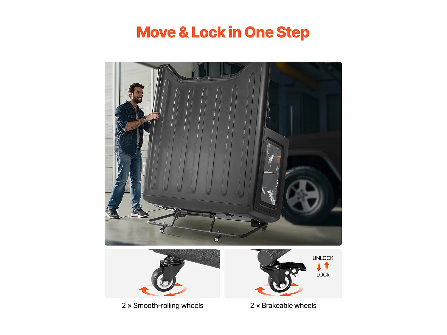 Chariot de Rangement SucceBuy Portable et Durable pour Toit Rigide pour Jeep Wrangler TJ, JK, JL, JT