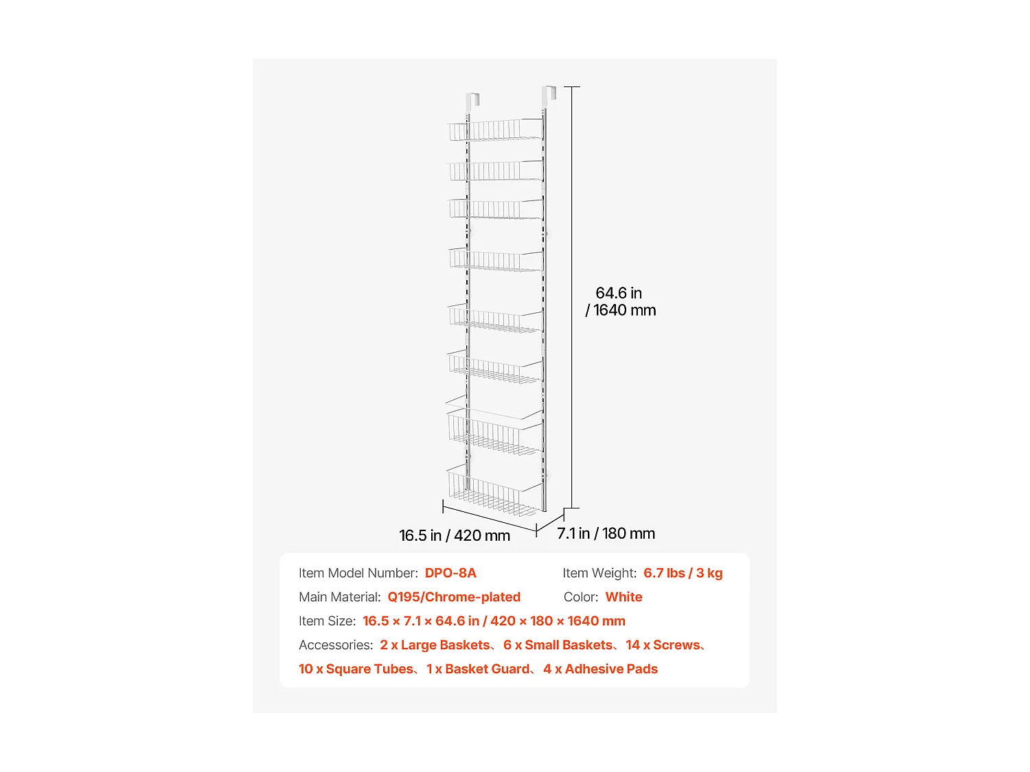 Organisateur de Garde-Manger SucceBuy, avec Étagères Suspendues 8 Niveaux, pour Cuisine, Garde-Manger, Salon