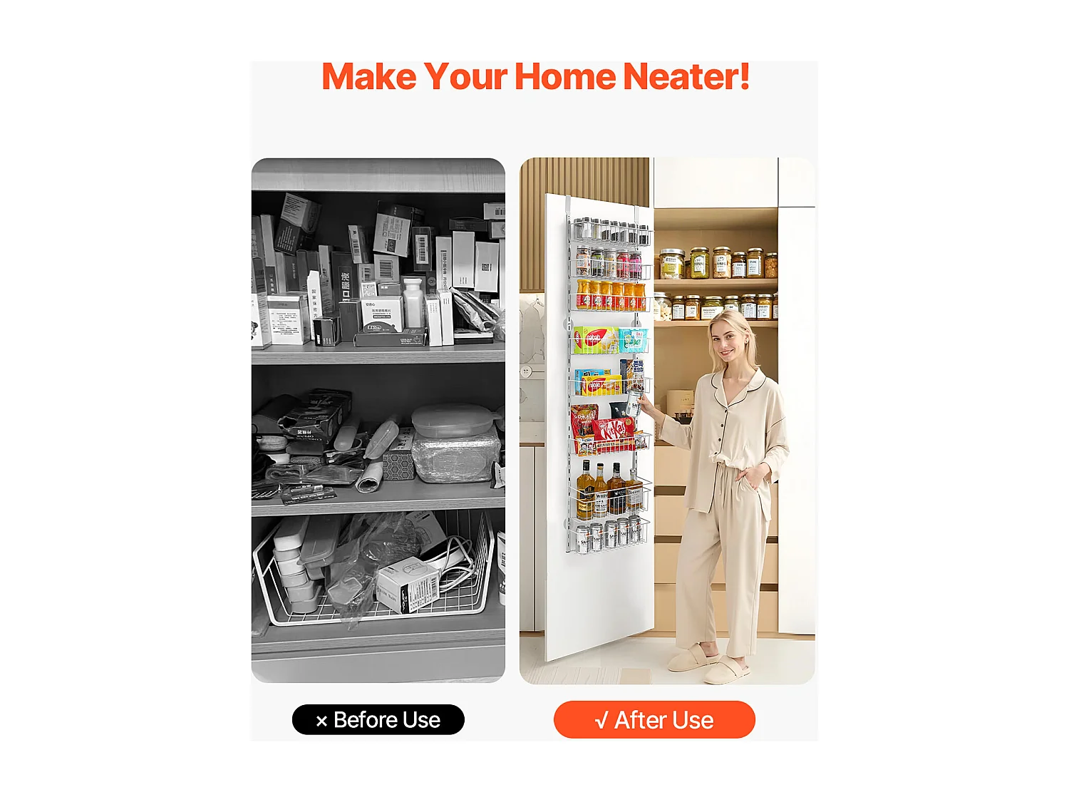 Organisateur de Garde-Manger SucceBuy, avec Étagères Suspendues 8 Niveaux, pour Cuisine, Garde-Manger, Salon