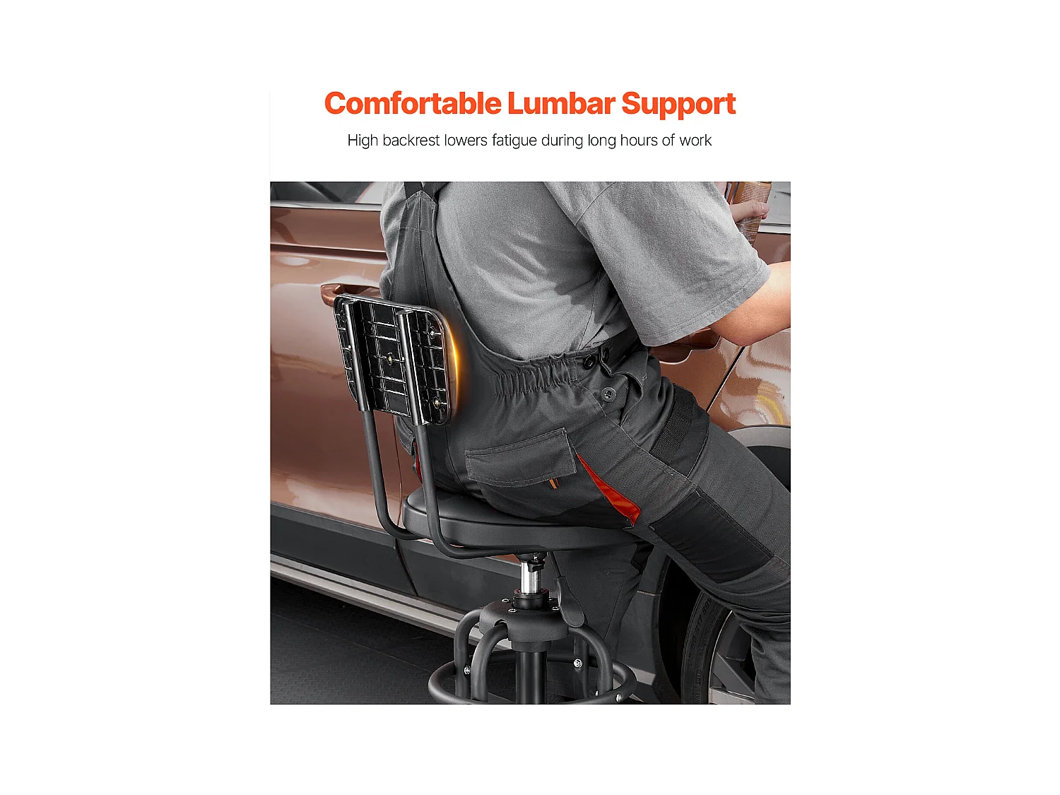 Tabouret d'Atelier SucceBuy, sur Roulettes Hauteur Réglable Charge 136 kg avec Dossier