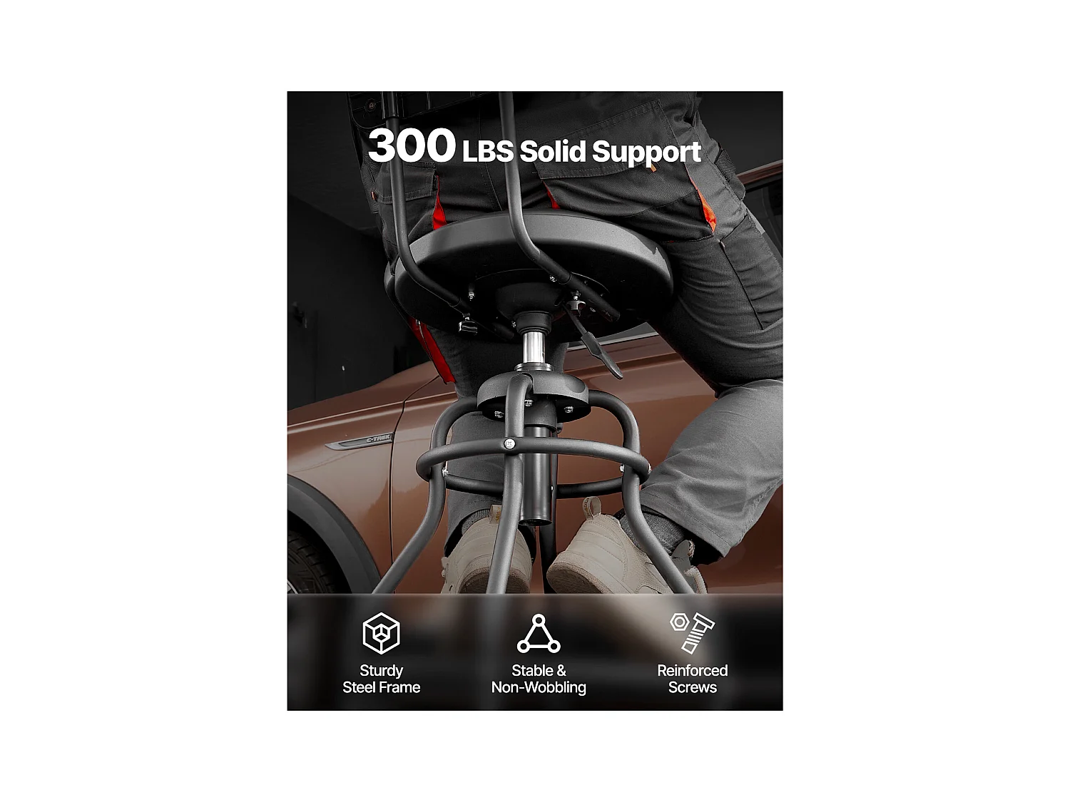 Tabouret d'Atelier SucceBuy, sur Roulettes Hauteur Réglable Charge 136 kg avec Dossier