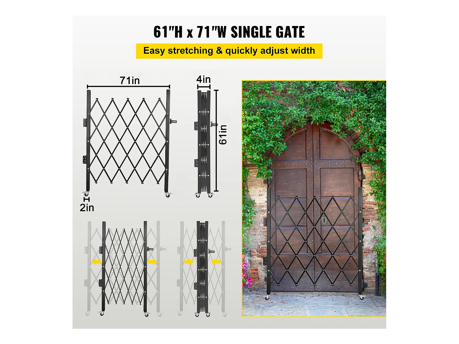Barrière de Sécurité Extensible Pliant SucceBuy, Simple Porte Pliante, 154 x 180 cm