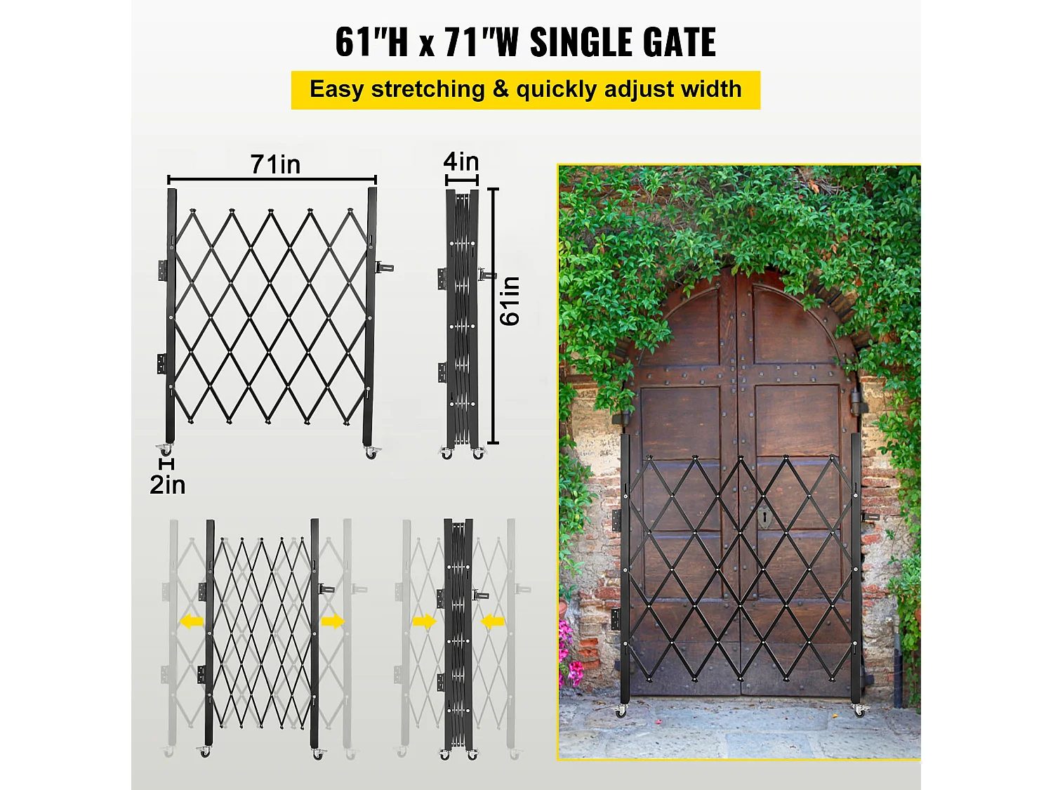 Barrière de Sécurité Extensible Pliant SucceBuy, Simple Porte Pliante, 154 x 180 cm