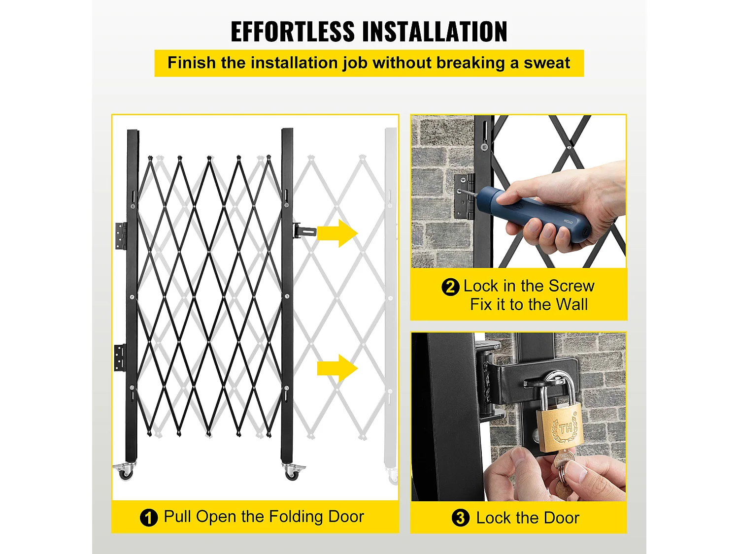 Barrière de Sécurité Extensible Pliant SucceBuy, Simple Porte Pliante, 154 x 180 cm