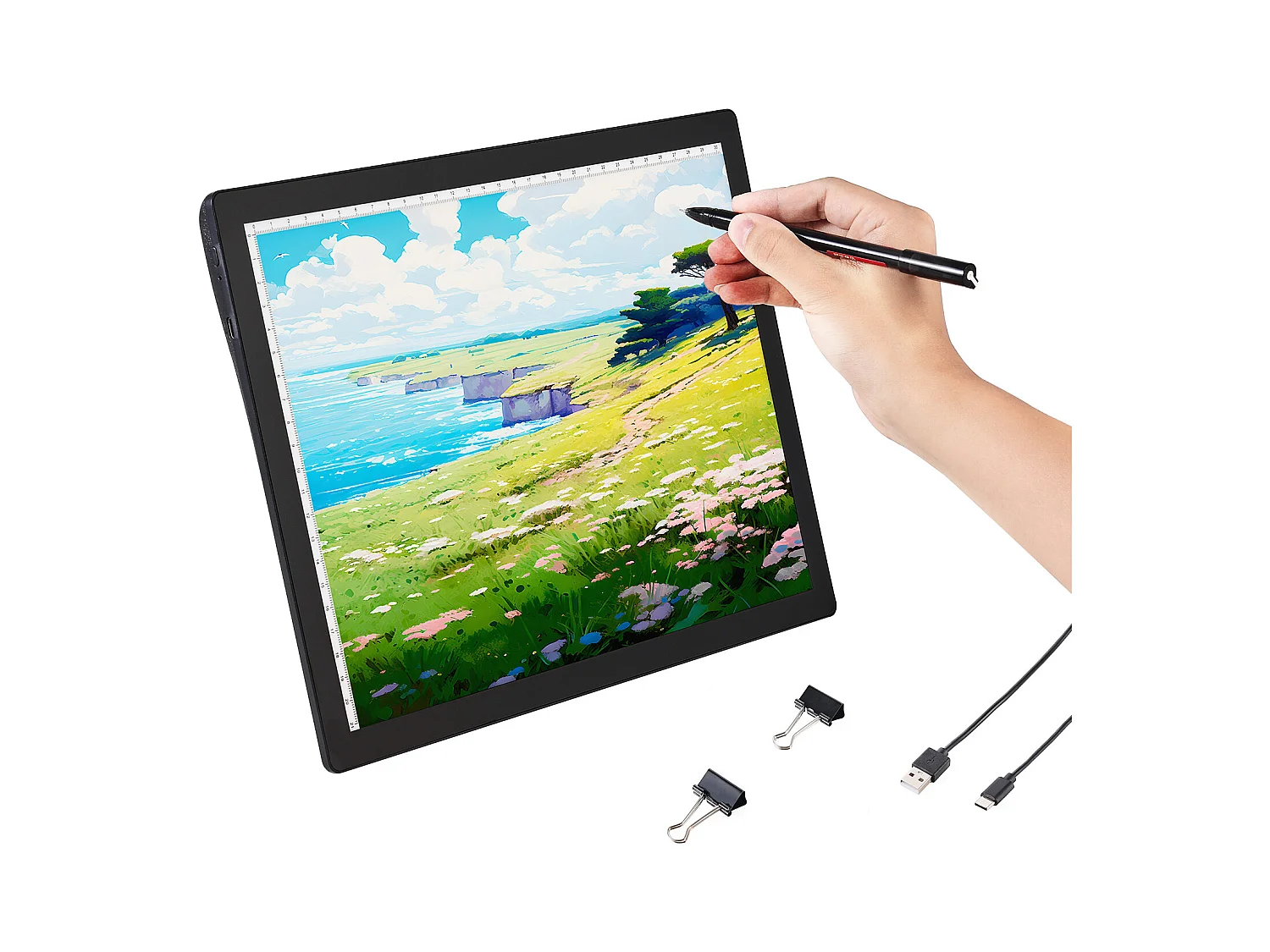 Panneau Lumineux LED SucceBuy A4 Rechargeable à Intensité Variable sur 5 Niveaux, Noir