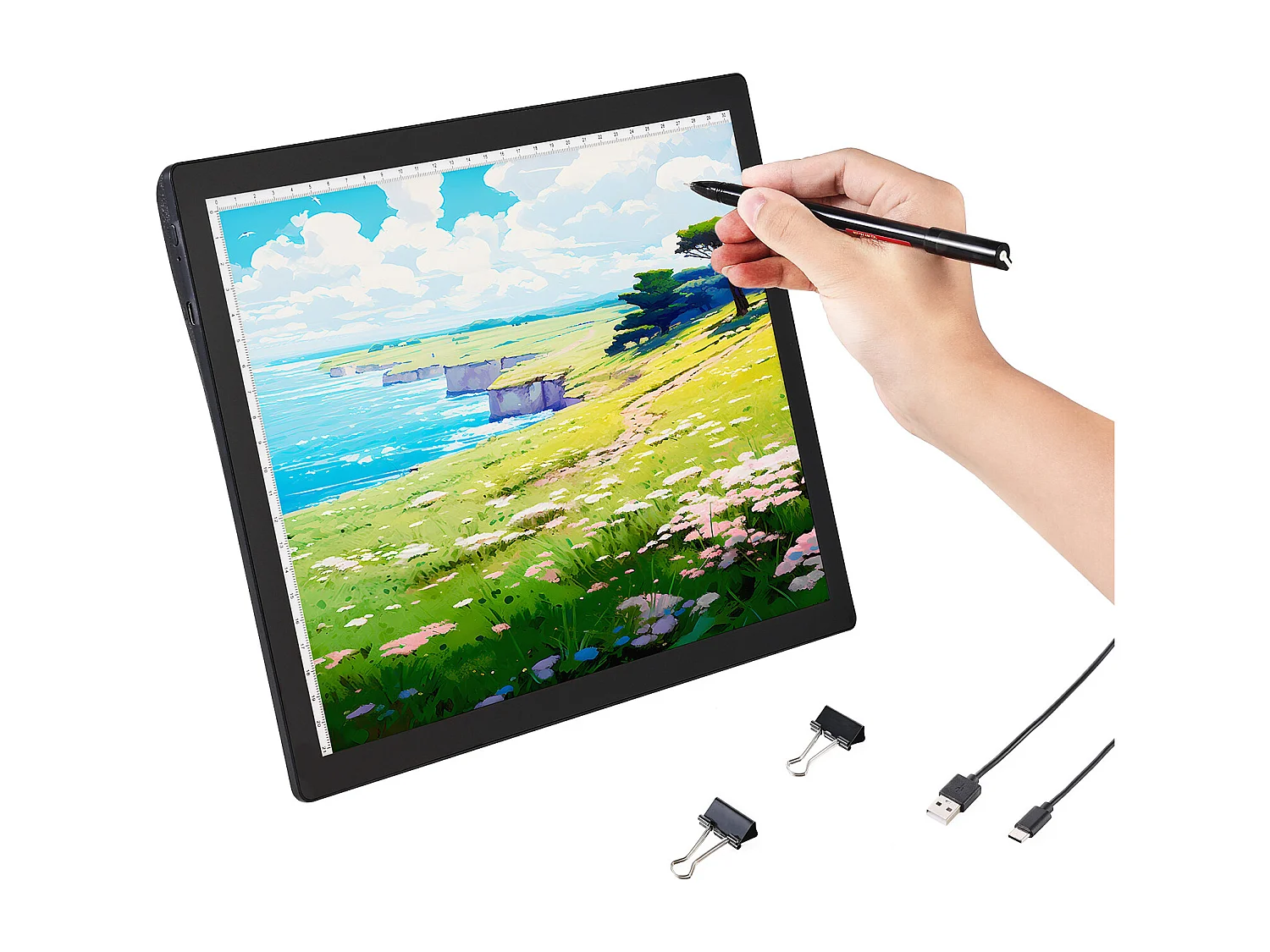 Panneau Lumineux LED SucceBuy A4 Rechargeable à Intensité Variable sur 5 Niveaux, Noir