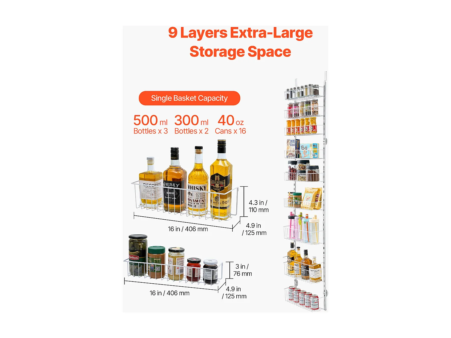 Organisateur de Garde-Manger SucceBuy, avec Étagères Suspendues 9 Niveaux, pour Cuisine, Garde-Manger, Salon