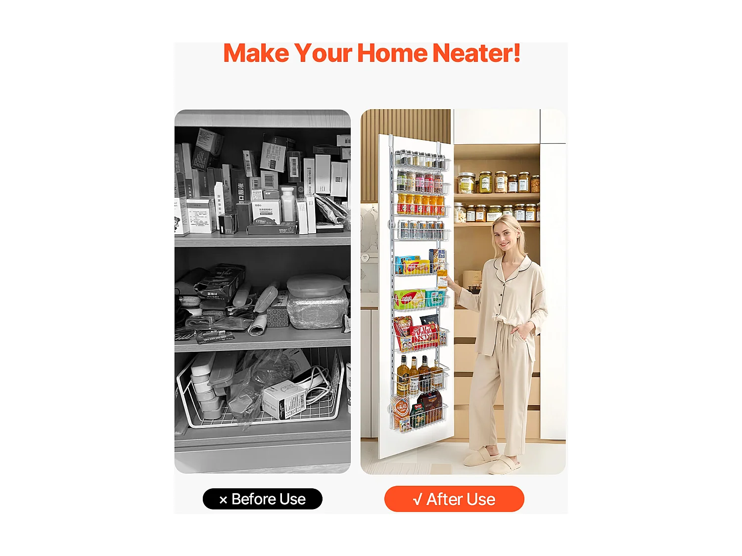 Organisateur de Garde-Manger SucceBuy, avec Étagères Suspendues 9 Niveaux, pour Cuisine, Garde-Manger, Salon