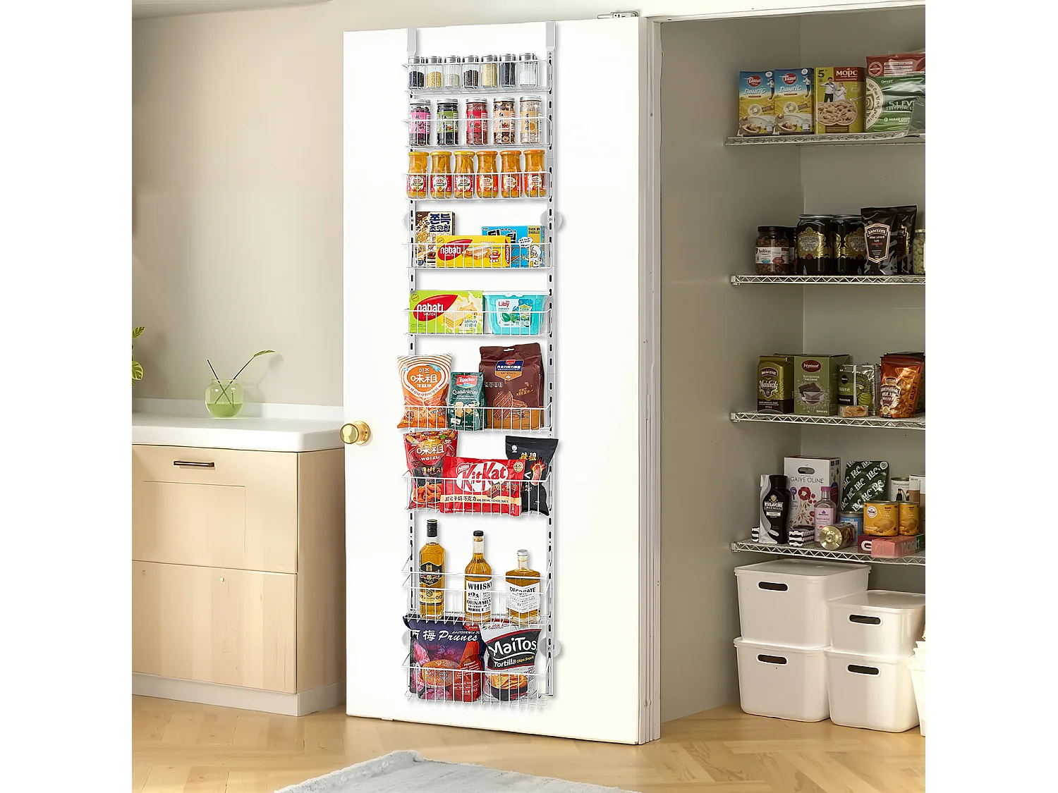 Organisateur de Garde-Manger SucceBuy, avec Étagères Suspendues 9 Niveaux, pour Cuisine, Garde-Manger, Salon