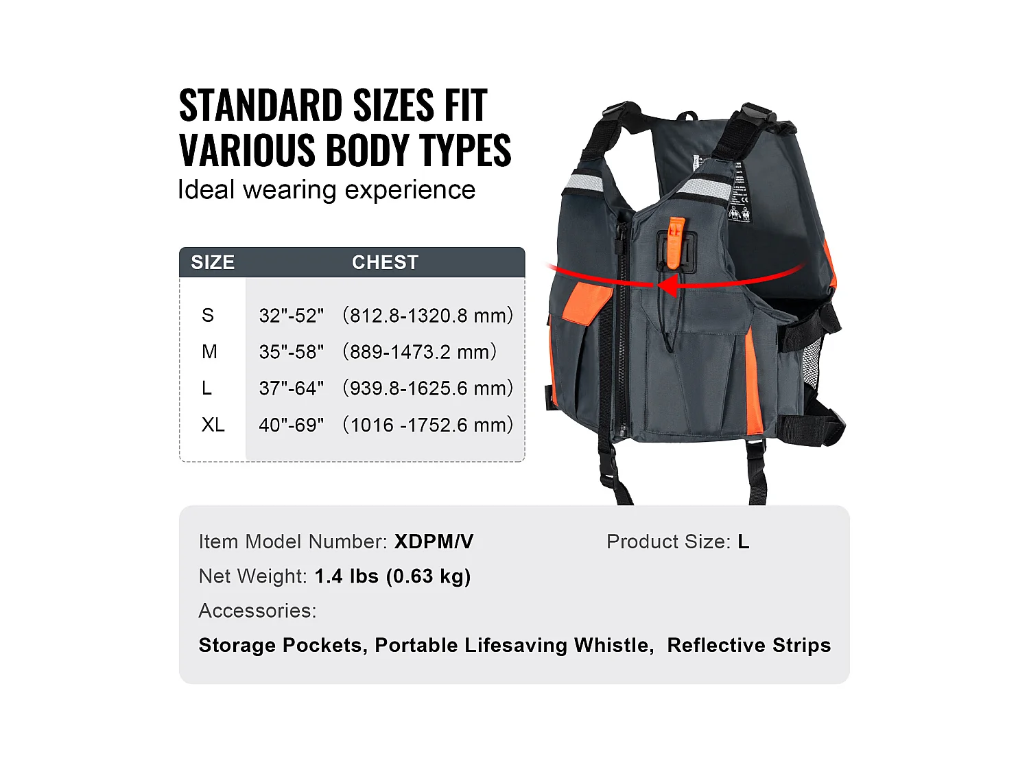 Watersports Vie Vest SucceBuy - 96N PFD de Flottabilité pour Hommes et Femmes, Taille L