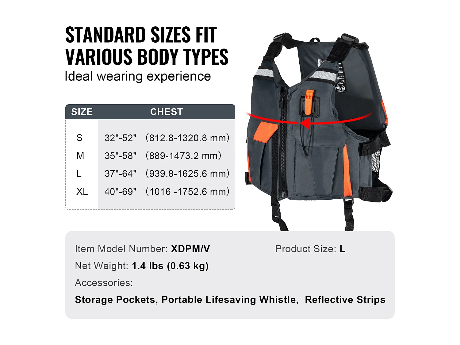 Watersports Vie Vest SucceBuy - 96N PFD de Flottabilité pour Hommes et Femmes, Taille L