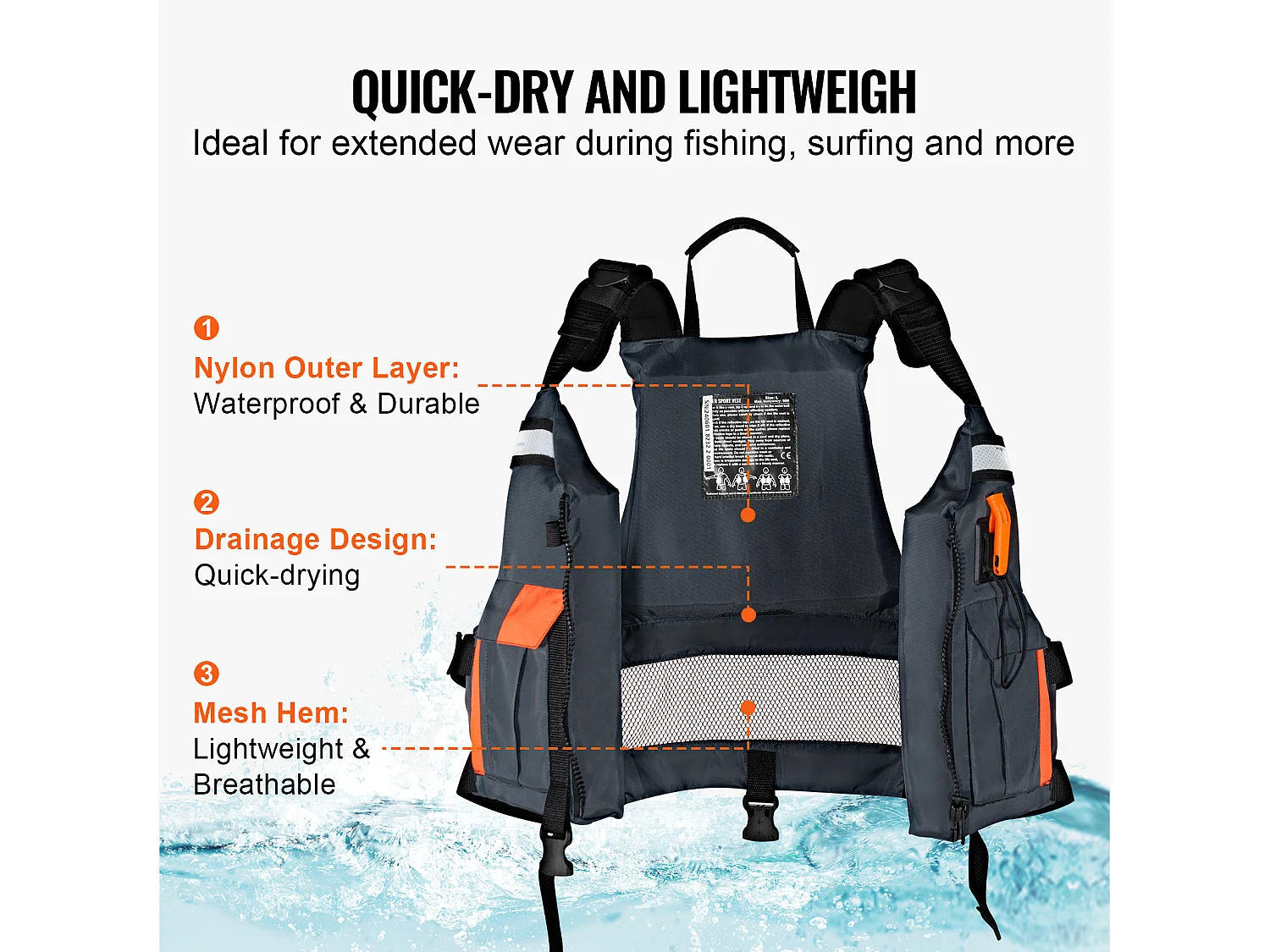 Watersports Vie Vest SucceBuy - 96N PFD de Flottabilité pour Hommes et Femmes, Taille L