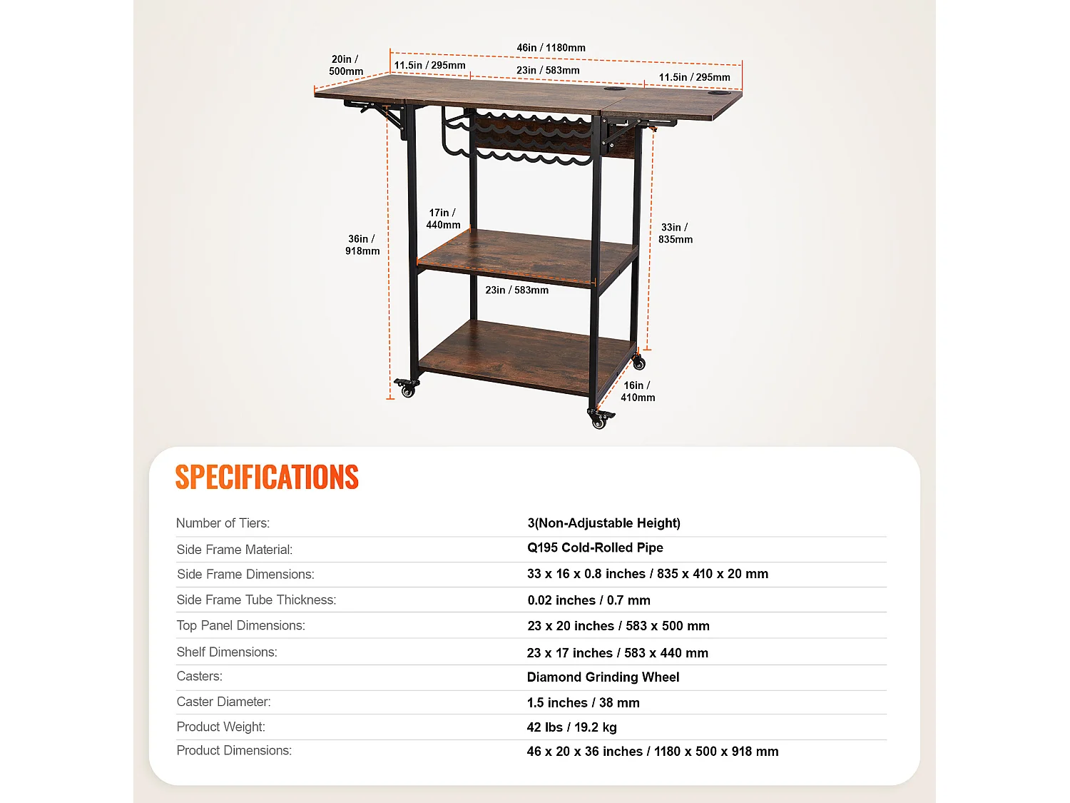 Table de Presse à Chaud SucceBuy Table de Presse à Chaud Mobile à 3 Niveaux Pliable Avec Roulettes, Marron