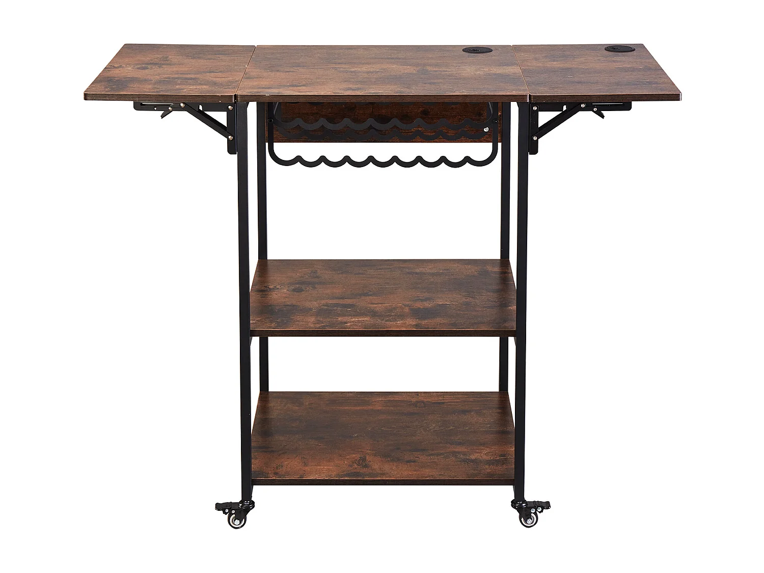 Table de Presse à Chaud SucceBuy Table de Presse à Chaud Mobile à 3 Niveaux Pliable Avec Roulettes, Marron