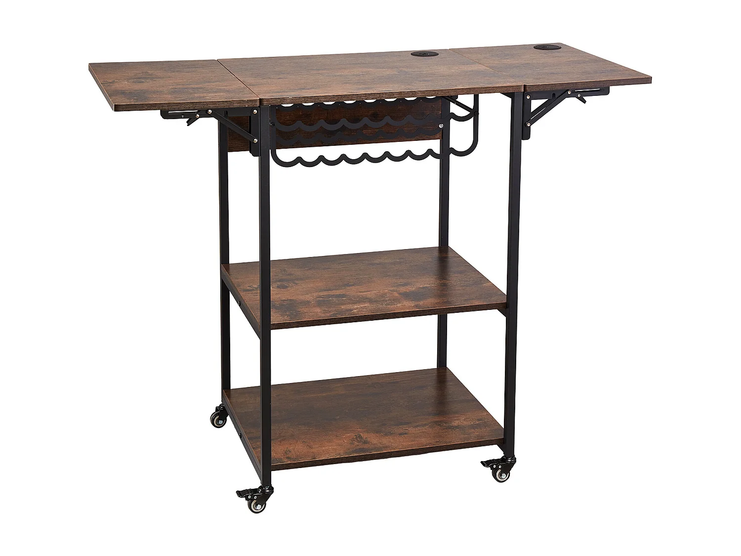 Table de Presse à Chaud SucceBuy Table de Presse à Chaud Mobile à 3 Niveaux Pliable Avec Roulettes, Marron