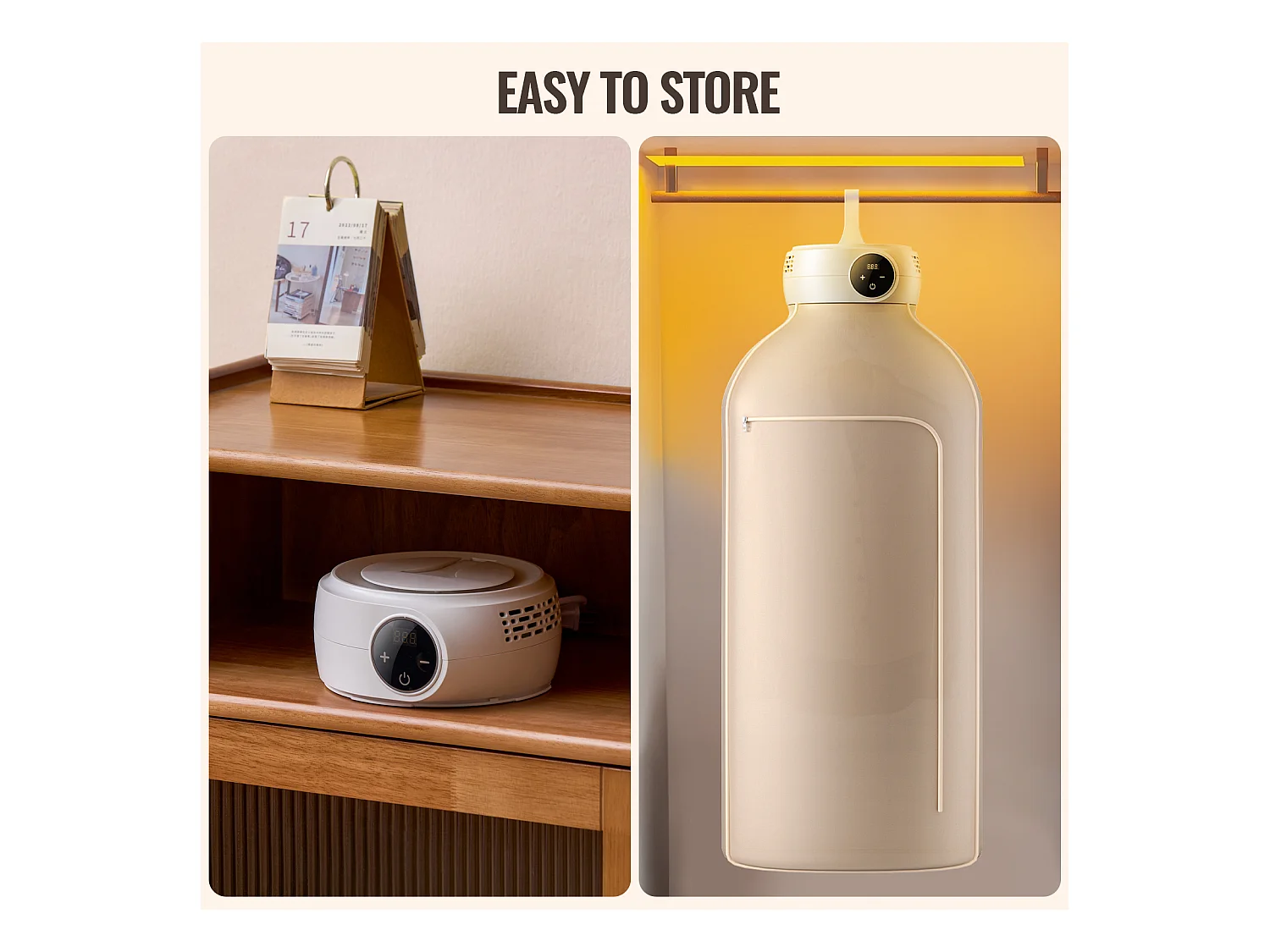 Sèche-Linge SucceBuy Sèche-Linge Portable 600 W Chauffage PTC et Écran LED avec Sac de Séchage, Pliable avec Minuterie de 5 Heures pour Appartement, Dortoir