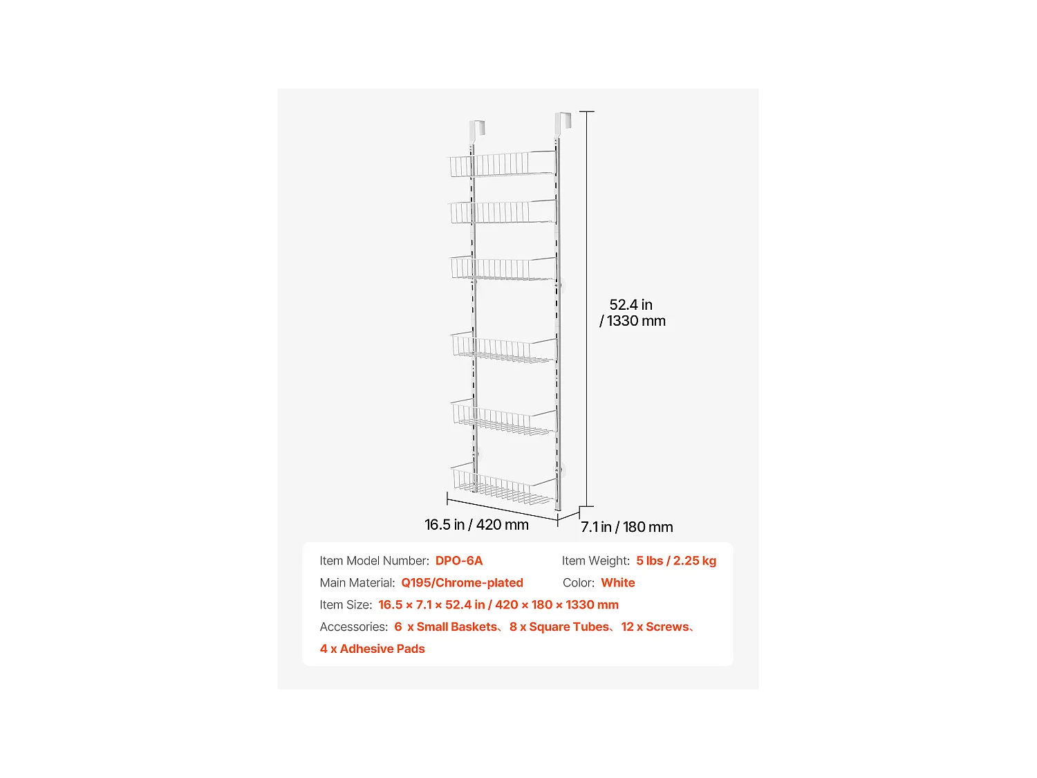 Organisateur de Garde-Manger SucceBuy, avec Étagères Suspendues 6 Niveaux, pour Cuisine, Garde-Manger, Salon