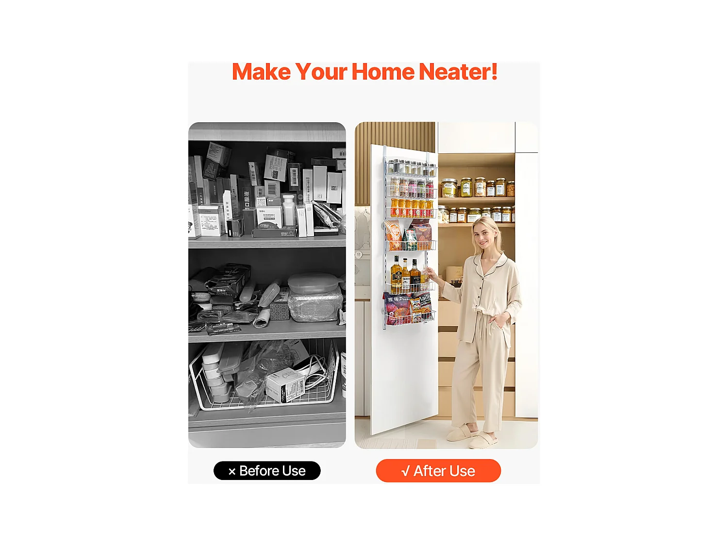 Organisateur de Garde-Manger SucceBuy, avec Étagères Suspendues 6 Niveaux, pour Cuisine, Garde-Manger, Salon