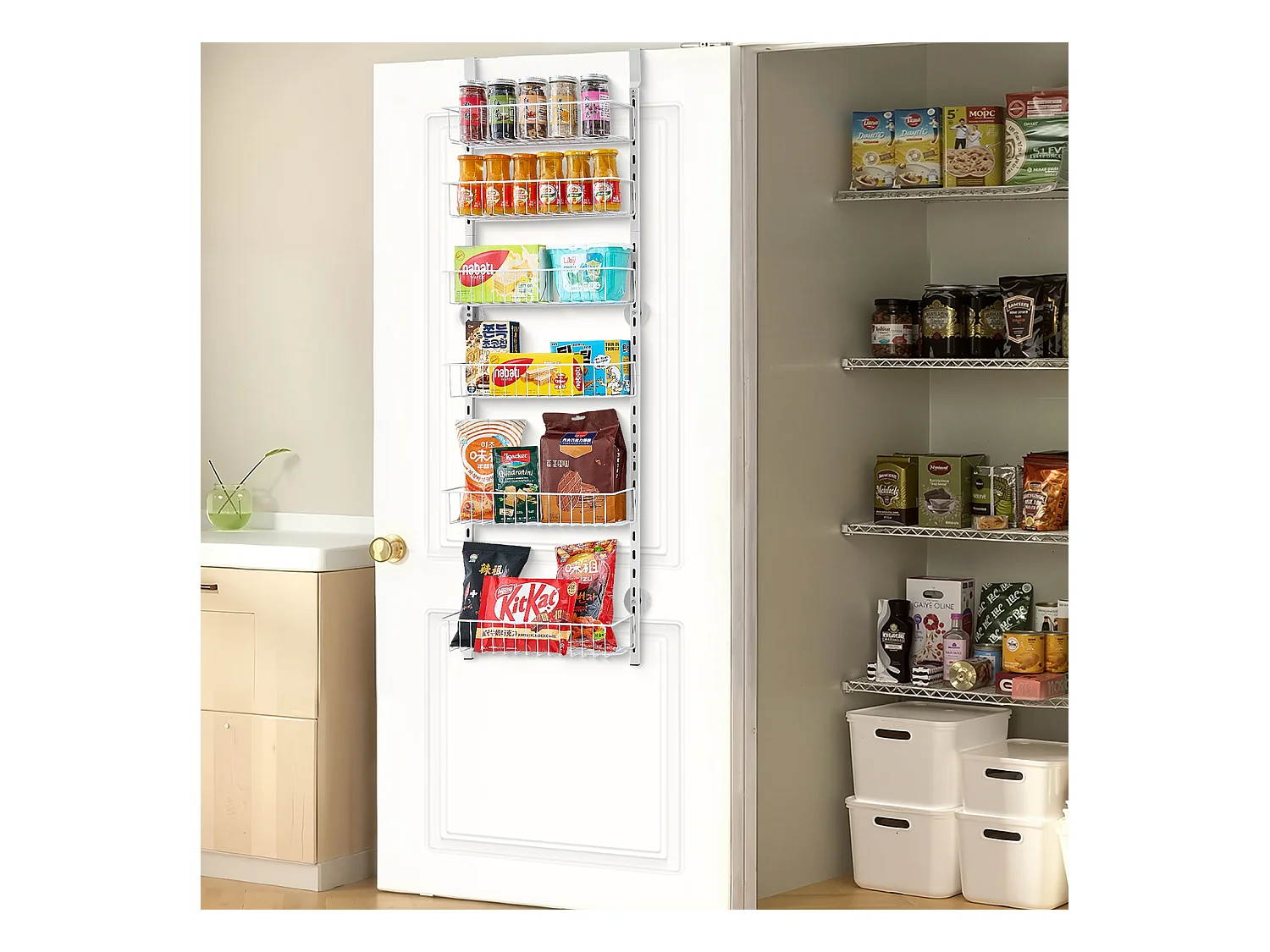 Organisateur de Garde-Manger SucceBuy, avec Étagères Suspendues 6 Niveaux, pour Cuisine, Garde-Manger, Salon