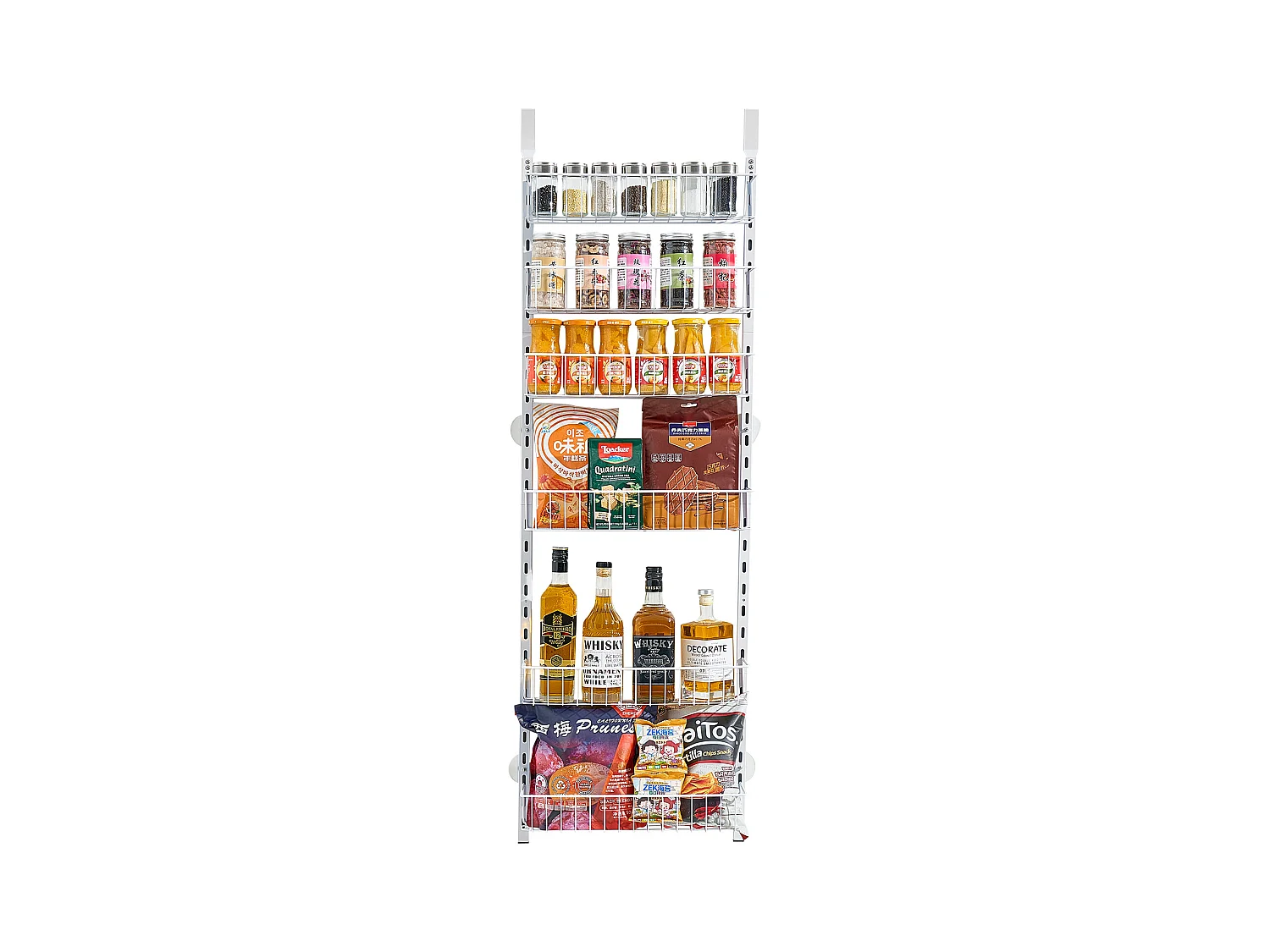 Vorratsschrank-Organizer SucceBuy, mit 6 hängenden Regalböden, für Küche, Speisekammer, Wohnzimmer