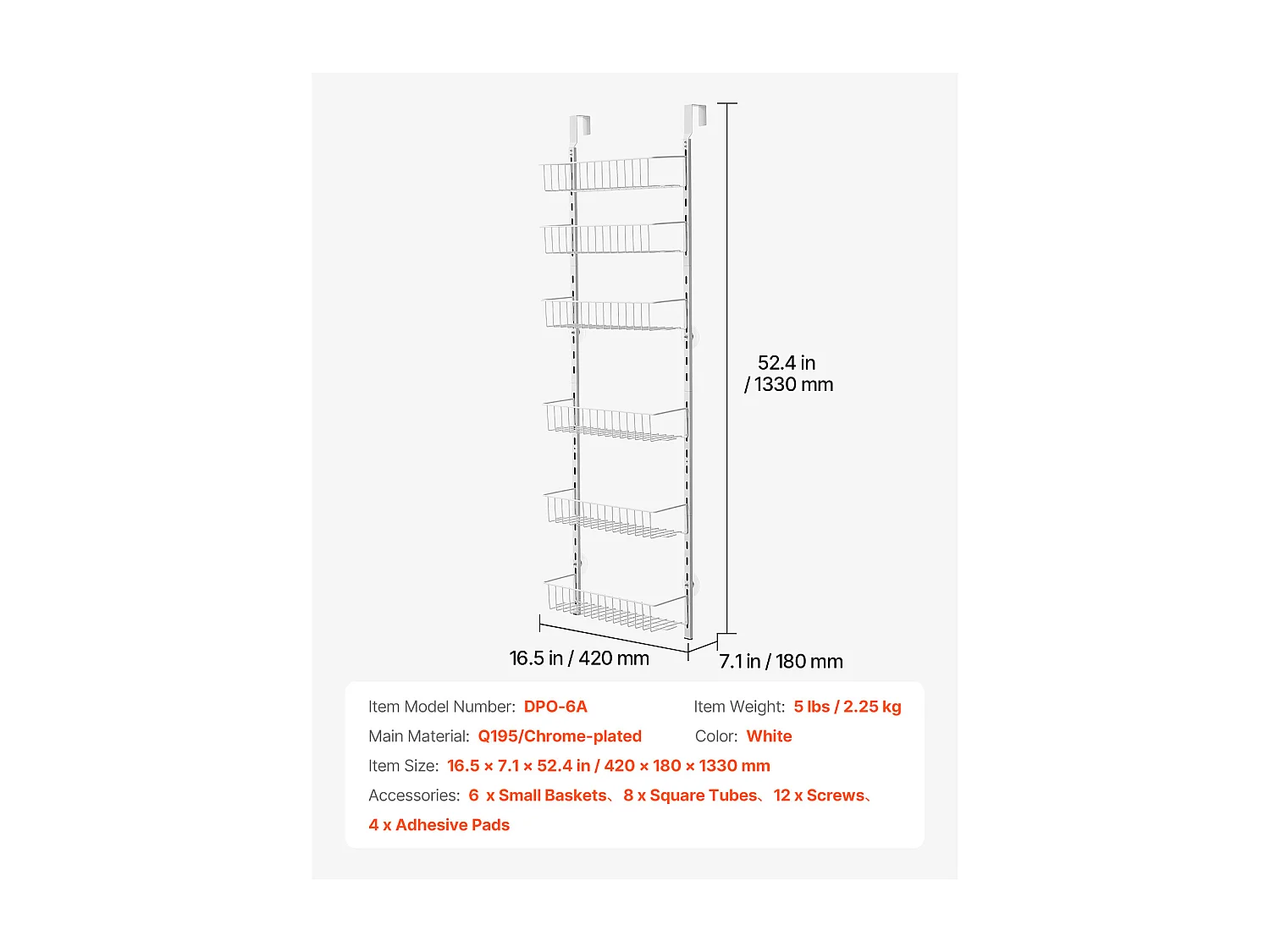 Organisateur de Garde-Manger SucceBuy, avec Étagères Suspendues 6 Niveaux, pour Cuisine, Garde-Manger, Salon