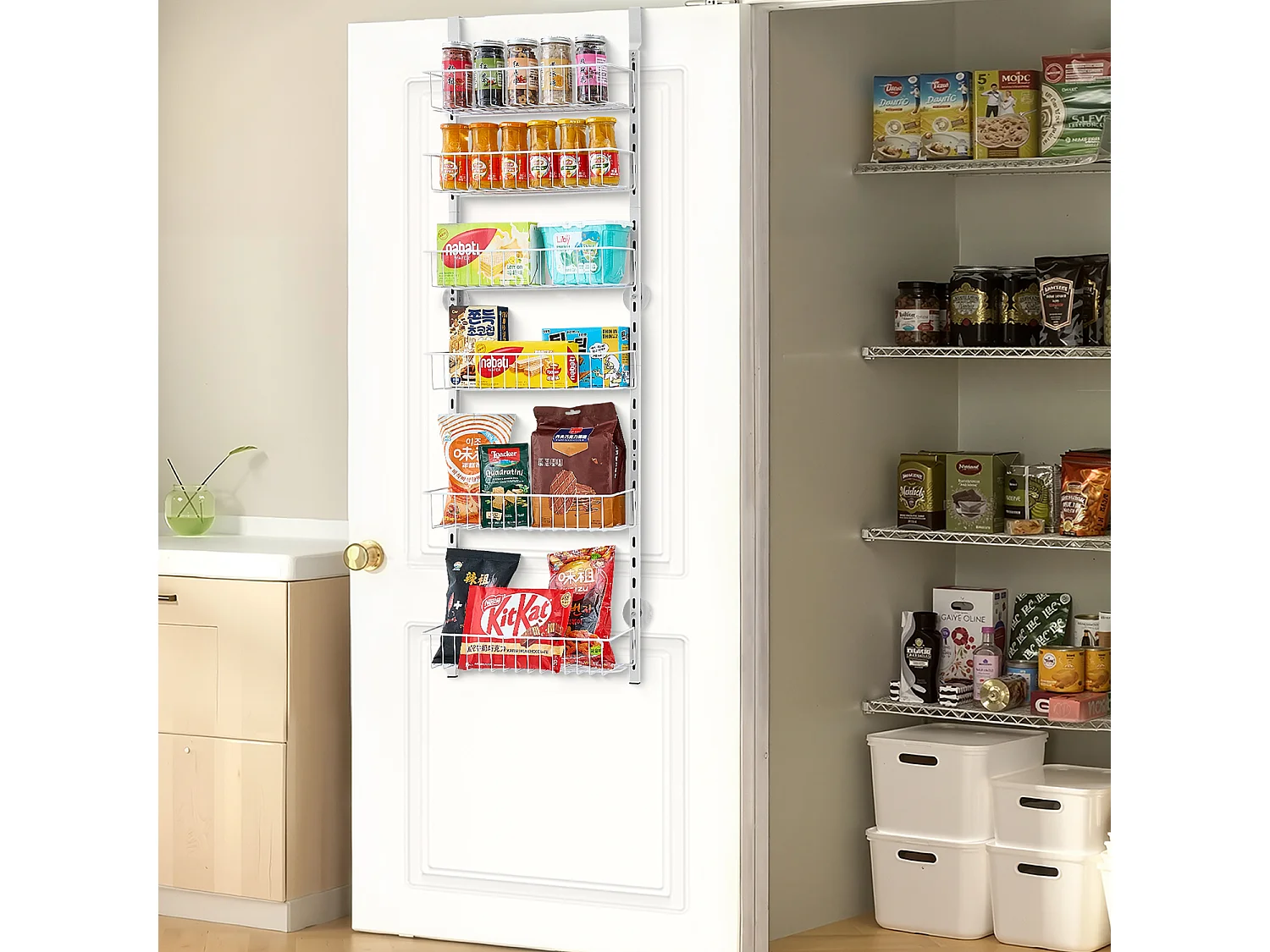 Organisateur de Garde-Manger SucceBuy, avec Étagères Suspendues 6 Niveaux, pour Cuisine, Garde-Manger, Salon