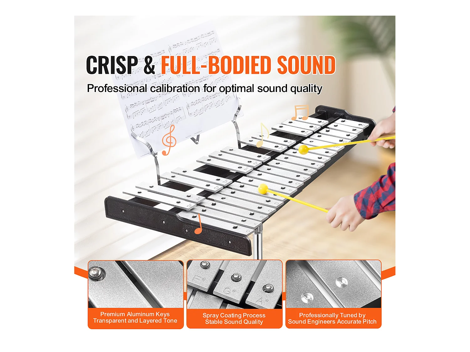 Xilofono Glockenspiel SucceBuy con 30 Toni, Mazze, Supporto e Pad di Allenamento, Set Versatile per Adulti e Studenti