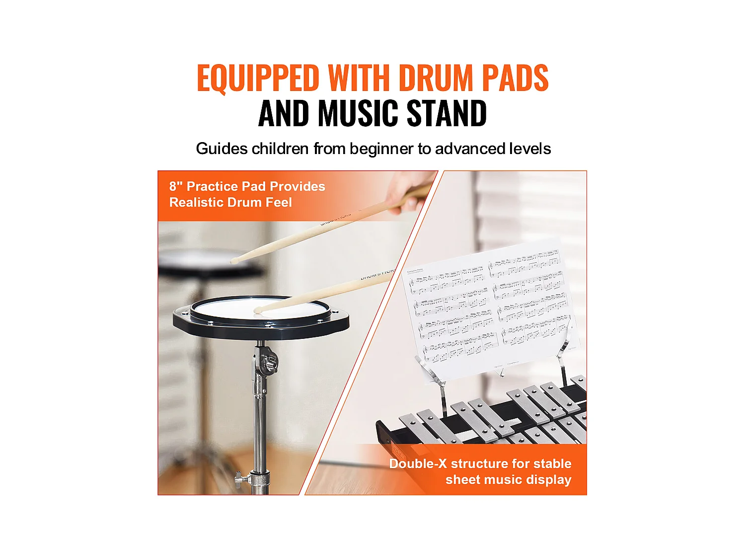 Xilofono Glockenspiel SucceBuy con 30 Toni, Mazze, Supporto e Pad di Allenamento, Set Versatile per Adulti e Studenti