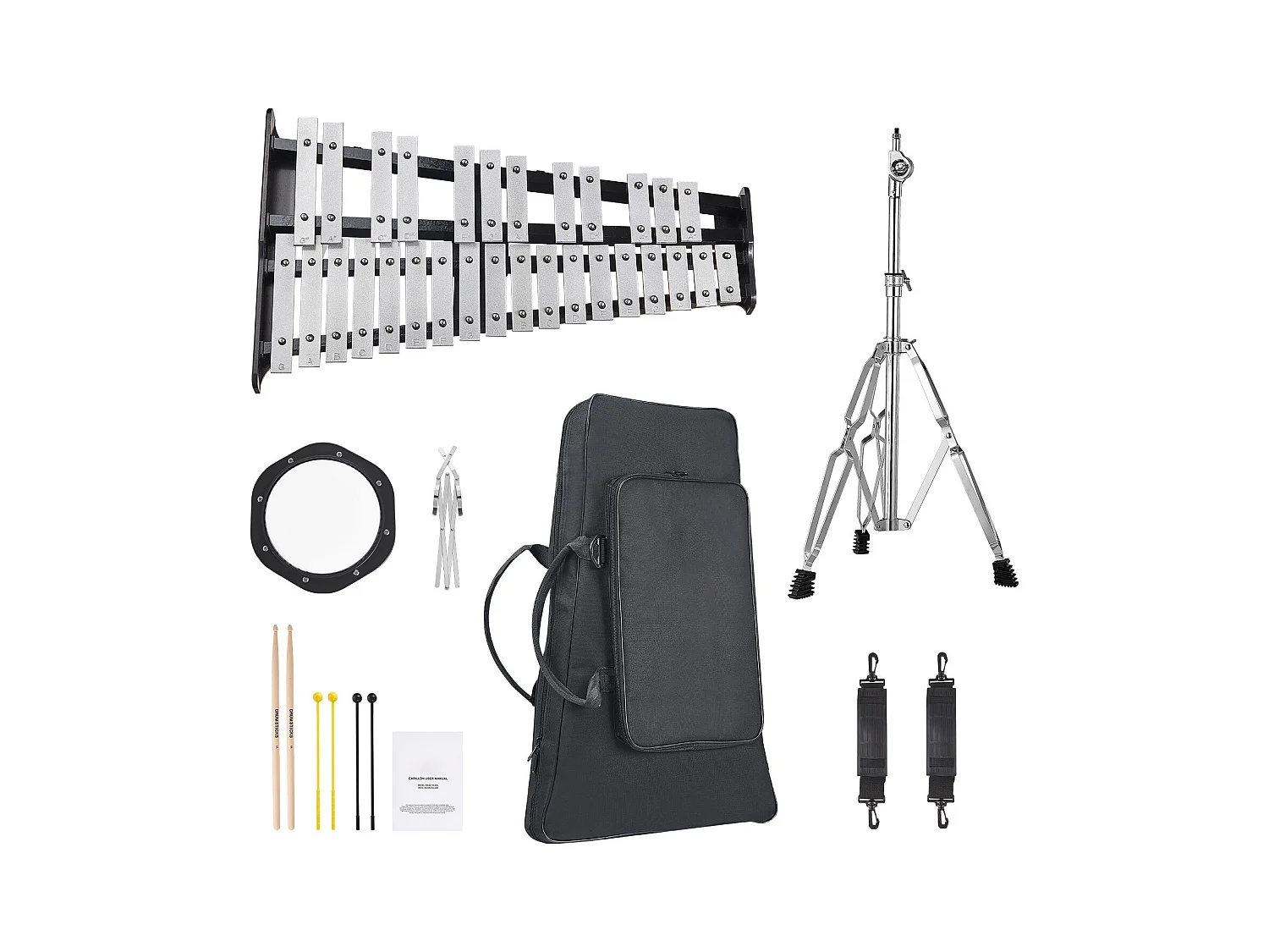 Xylophone Glockenspiel SucceBuy avec 30 Tons, Maillets, Support et Pad d'Entraînement, Ensemble Polyvalent pour Adultes et Étudiants