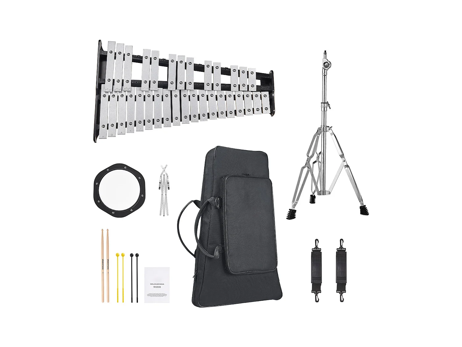 Xylophone Glockenspiel SucceBuy avec 32 Tons, Maillets, Support et Pad d'Entraînement, Ensemble Polyvalent pour Adultes et Étudiants