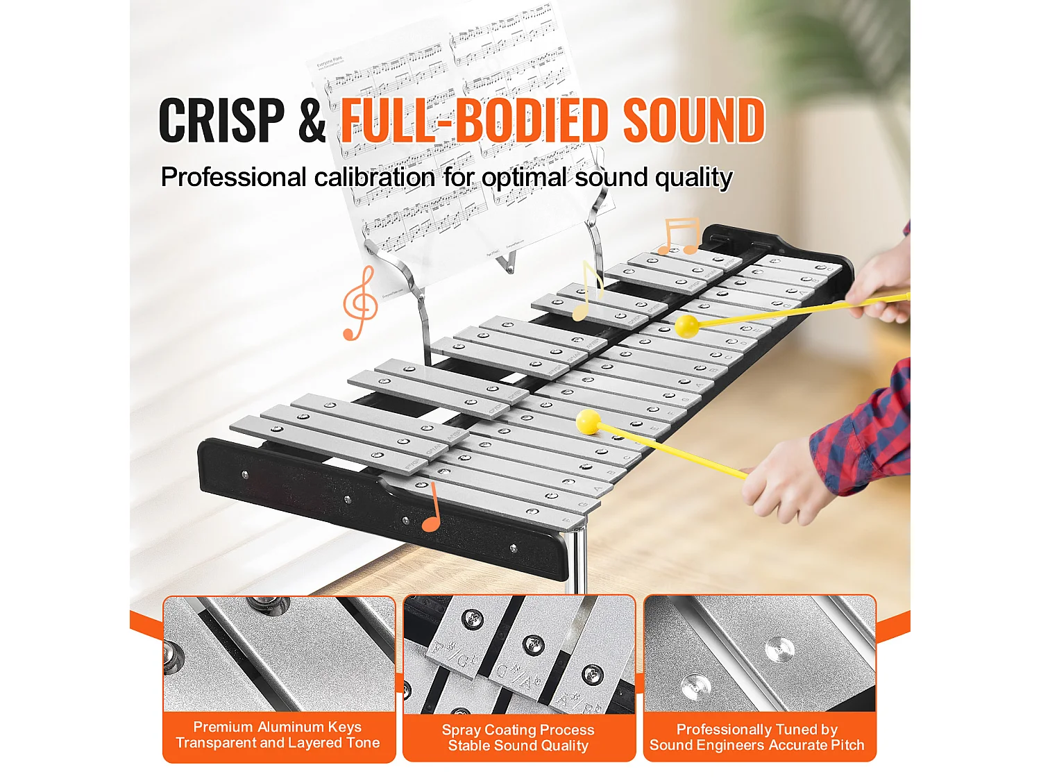 Xylophone Glockenspiel SucceBuy avec 32 Tons, Maillets, Support et Pad d'Entraînement, Ensemble Polyvalent pour Adultes et Étudiants