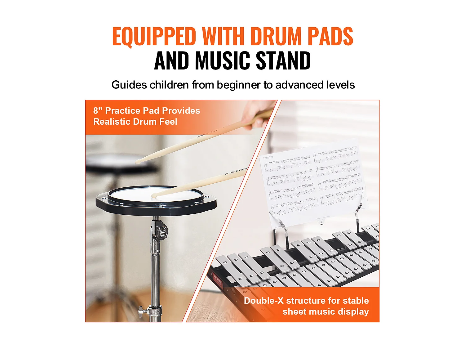 Xylophone Glockenspiel SucceBuy avec 32 Tons, Maillets, Support et Pad d'Entraînement, Ensemble Polyvalent pour Adultes et Étudiants